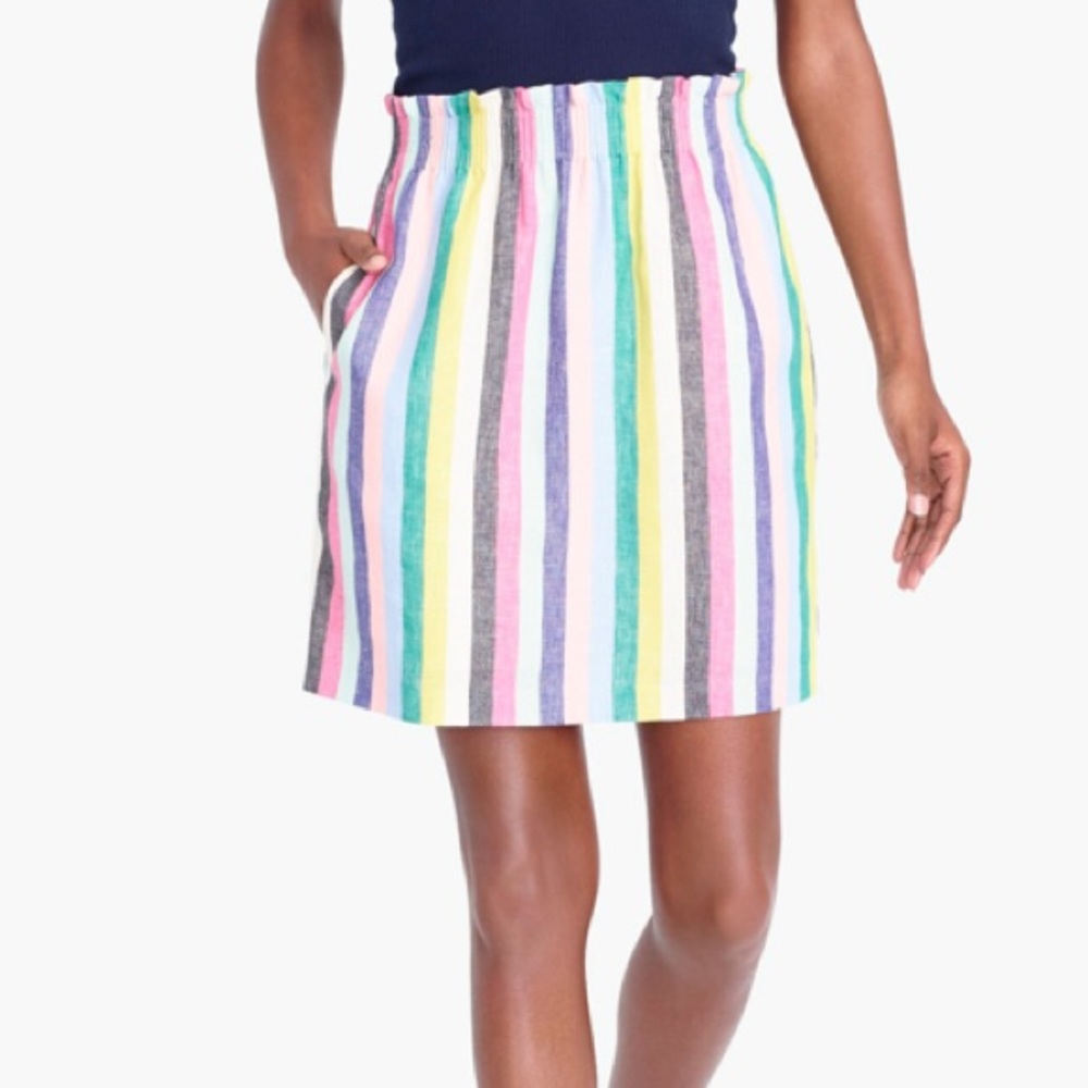 J.CREW 4 Mixed Sidewalk Stripe Skirt Linen